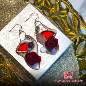 Fan-shape cubic zirconia with resin & natural crystals sterling silver earrings (Blue) 扇形鋯石配樹脂及天然水晶純銀耳環 (藍) Fan-shape cubic zirconia with resin & natural crystals sterling silver earrings (Blue) 扇形鋯石配樹脂及天然水晶純銀耳環 (藍)