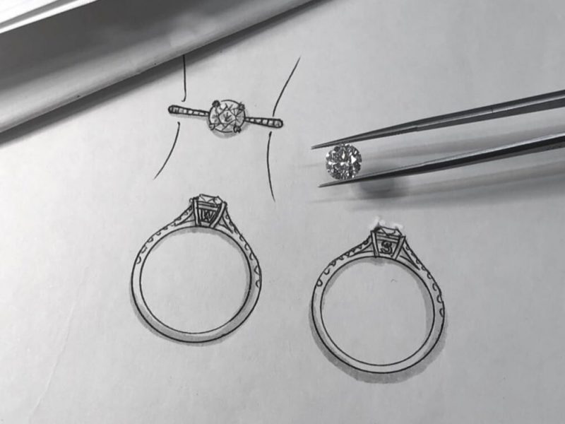 Carat Diamond Engagement Ring by Couture Design with 18k gold & diamonds 高級私人訂製 18k 金卡裝鑽石訂婚戒指